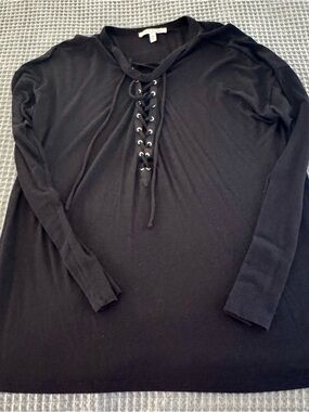 Express Black Lace-Up Long Sleeve Top